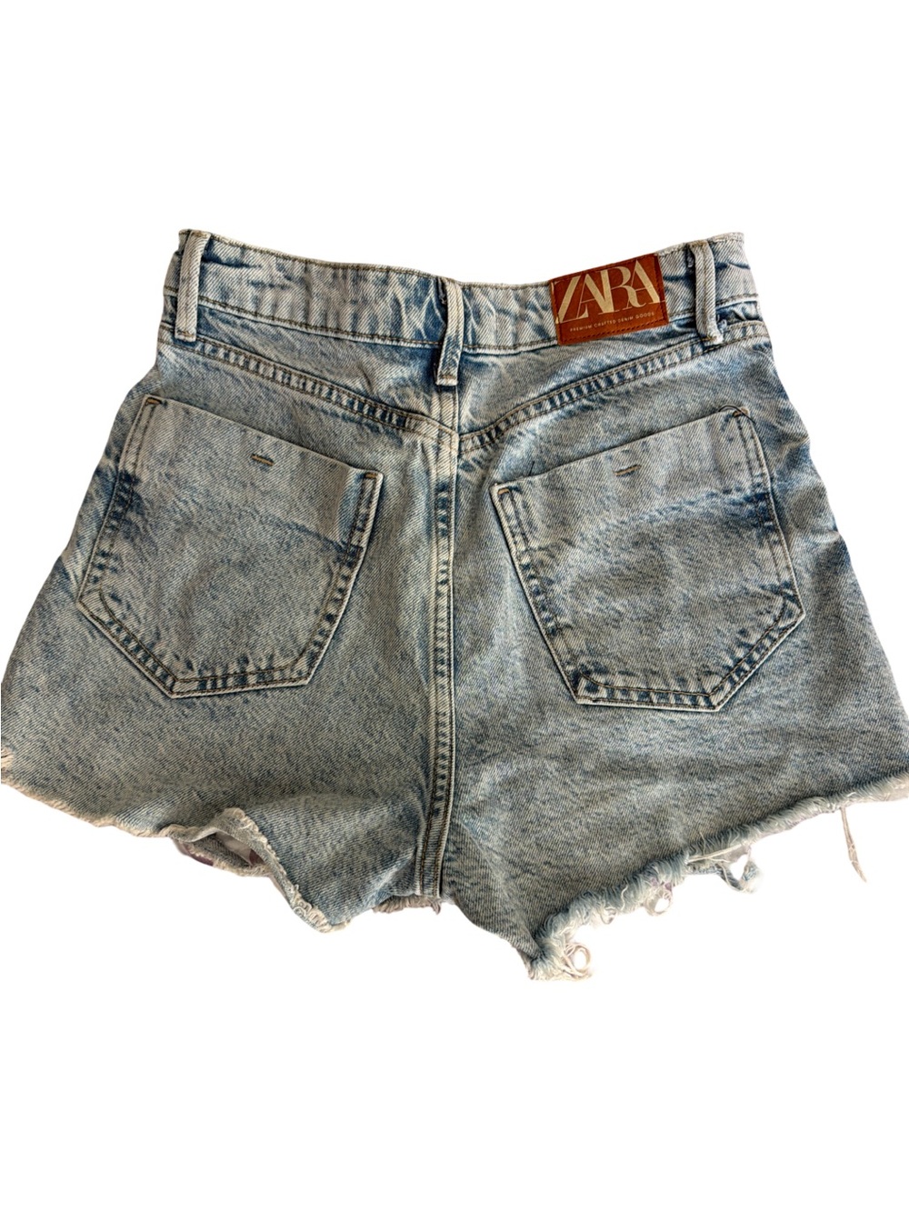 ZARA High Rise Light Wash Denim Cutoff Shorts
